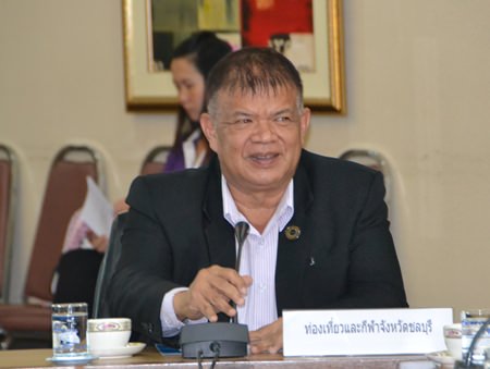 Tharnthip Meelaksana, director of Chonburi’s Tourism and Sports Division, presides over a project to train tourism-related business staff to rescue tourists in case of marine accidents.
