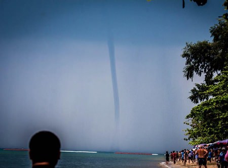A spectacular waterspout was caught on film off Jomtien Beach Oct. 5.