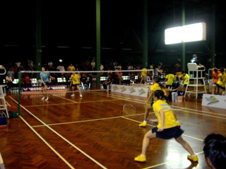 Future badminton stars show their skills on court.
