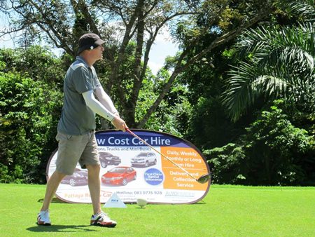 Dave Bowers tees off.