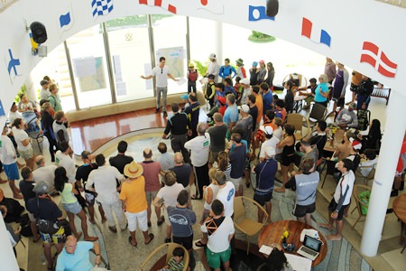 Sailors attend the pre-race briefing for Bart’s Bash on Sunday, Sept. 21 at Royal Varuna Yacht Club.