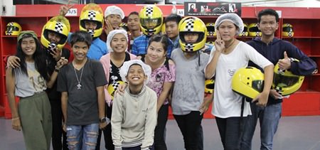 An excited, but nervous bunch of teenagers at EasyKart.