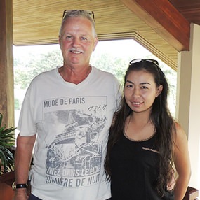 Anton Rowbottam (left) with “Ace Lady” Yui Bietry.