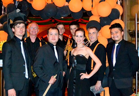 Members of Dutch swing band B2F pose for a photo at Silverlake Wine & Grill, Saturday, November 1.