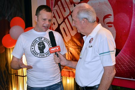 Dr. Iain Corness (right) interviews Steve, from the Soul of Dubai, for PMTV.
