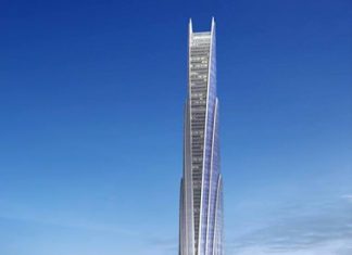 An artist’s impression shows the 615m Super Tower planned for central Bangkok.