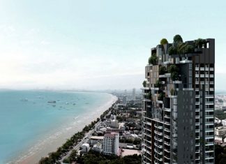 An artist’s impression shows the completed AERAS Condominium overlooking Jomtien beach.