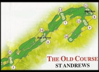 Golfnutter: Why 18 Holes? Old Course St Andrews – depicting the Hole O’Cross 5th and the High Hole 7th.