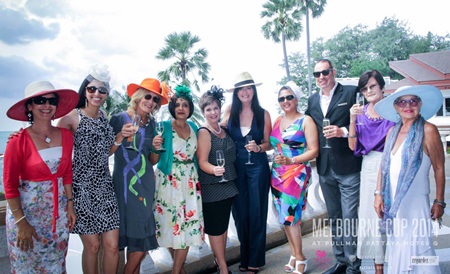 Our fabulous fashionistas enjoy the view and a photo opportunity from the Pullman balcony.