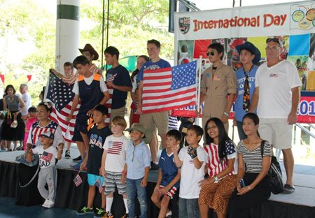 Students and parents representing the USA.