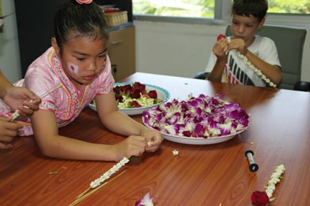 Students tried a wide variety of traditional Thai crafts.