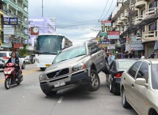 The Thai-Swiss driver of this Volvo was able to walk away from this crash with just a small cut on his nose.