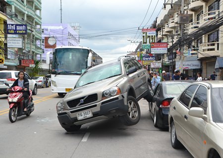 The Thai-Swiss driver of this Volvo was able to walk away from this crash with just a small cut on his nose.