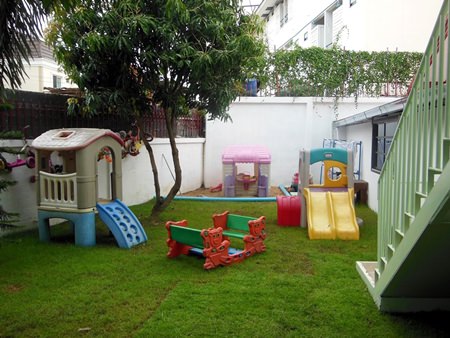 There is a play area which is now safe from any traffic.