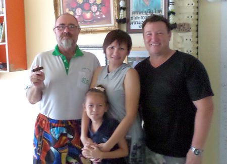 Owen Walkley, Thip (with daughter) and Craig Wheeler.