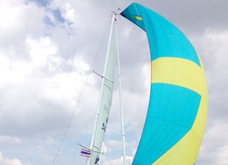 Lennart Fahgren and the crew of Amanda sail to first place in the Ocean Marina keelboats class at the Tudor Court Varuna Cup.