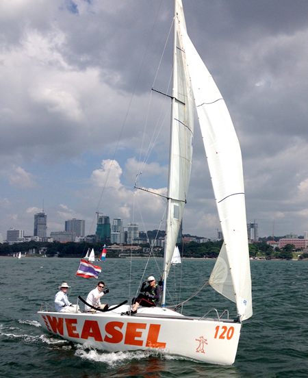 Tim Browne skippers The Weasel to second place in the keelboat class.