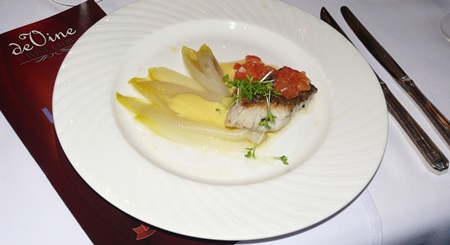 The oven-roasted barramundi steak with Belgian endives was a most pleasant dish.