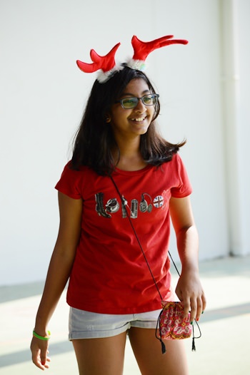 A student prepares for the GIS Christmas Fun Day.