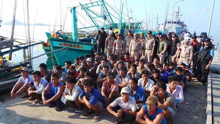 The Royal Thai Navy arrested 54 Vietnamese fishermen and seized seven boats found operating illegally in Sattahip Bay.
