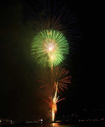 Fireworks from Team England are the perfect addition to a Pattaya Bay panorama.