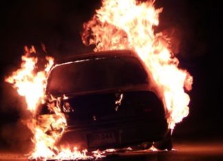 Flat tire leads to burned-out car in Sattahip Chief Petty Officer 1st Class Wanlop Wiriyakit narrowly escaped injury when his LPG-powered car burst into flames in Sattahip.