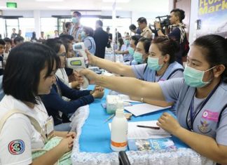 U-Tapao airport, health officials practice Ebola response Health workers practice an emergency response in case airline passengers infected with Ebola are redirected to U-Tapao-Pattaya International Airport.