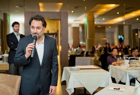 Marcelo Papa, the wine maker at Casillero del Diablo, gives a short introductory speech.