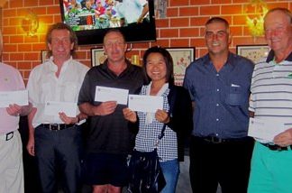PSC Golf Chairman Mark West (2nd right) with all the flight winners.