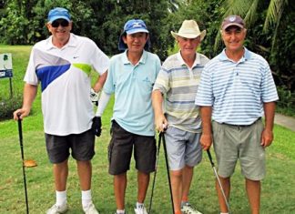 Garry Hookey, Larry Gibb, Dave Lehane & Brian Beaupre, runners-up (121 points) in the John Preddy Memorial team tournament on Monday, Nov. 24 at Emerald.