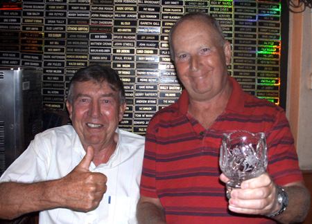 Player of the month Bill Peach (right) with friend Eddy Bielby.