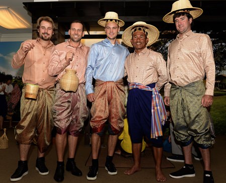 Bubba Watson (far right) is seen with Thongchai Jaidee (2nd right), Martin Kaymer, Sergio Garcia and Victor Dubuisson at a promo event for the recent Thailand Golf Championship.