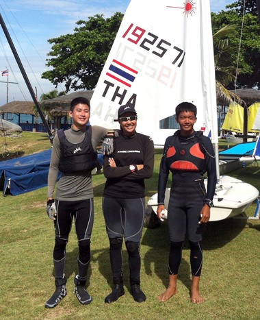 Three of the brightest prospects in Thai sailing: Chusitt Punjamala, Kamolwan Chanyim and Apiwat Sringam.