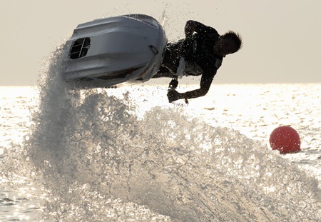 Spectacular jet-ski action this weekend at Jomtien beach.