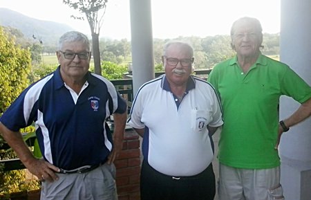 (Left) Leif Kirkgaard and Peter Hammond with Dave Richardson.