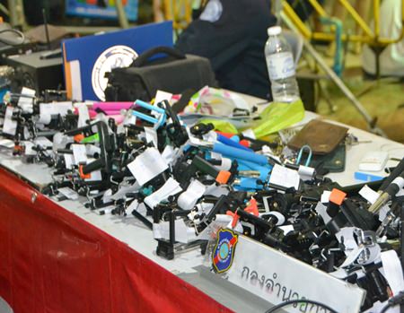 Monopods and selfie sticks used for mobile phones were also prohibited to the stage area, but owners were able to claim them back on the way out.