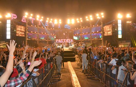 The runway to the stage was fenced off for safety.