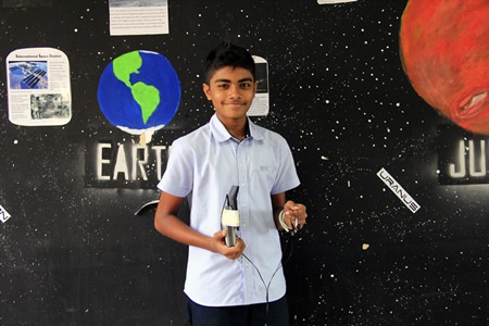 Ashwin with his home-made metal detector.