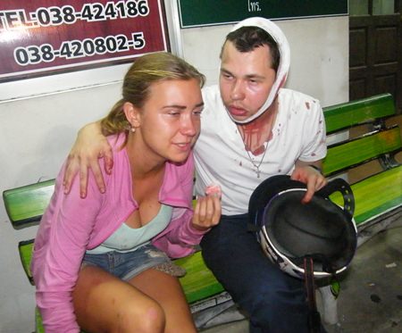 Assault victims Russian Nikita Salamatov and his Ukrainian wife Anastasia Dudnikova recall their ordeal to police.
