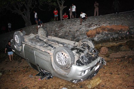 Lucky it was low tide, otherwise the driver might have drowned.