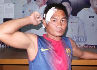 Youth gang attacks Sattahip man with pipes Somporn Nimiphudol was attacked by four youths with steel pipes when he refused to give them his money.