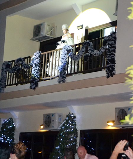 At the end of the evening, Madam Jim appeared on the balcony singing “Don’t Cry for Me Argentina” from “Evita.”