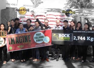 Hard Rock Hotel & Cafe Pattaya, led by General Manager Jorge Carlos Smith, donated 2,747 kilograms of Thai Jasmine rice to 5 charities for underprivileged kids in Pattaya.