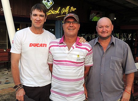 Kim Danboise (centre) flanked by Adrian Schmidt (left) and Peter Bye.