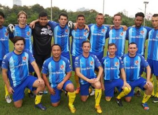 Pattaya City players pose for a team photo.