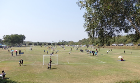 The St. Andrews playing field was a hive of activity during the morning football tournament.