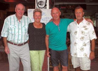 Niels takes the plaudits at Pleasant Valley (From left) Mike Fitzgerald with Jill Stanley, Niels Vivif and Howard Stanley.
