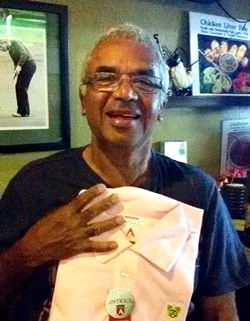 Fred Graham with his prize TGC Antigua shirt.