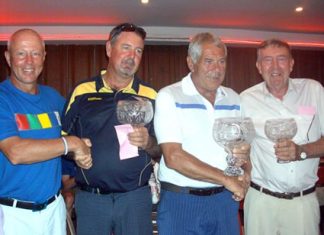 Tom MacManus – the President’s man (Left-right) New Lewiinski’s President Jez Lees with Paul V Smith, Tom McManus and Eddy Beilby.