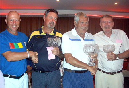 (Left-right) New Lewiinski’s President Jez Lees with Paul V Smith, Tom McManus and Eddy Beilby.
